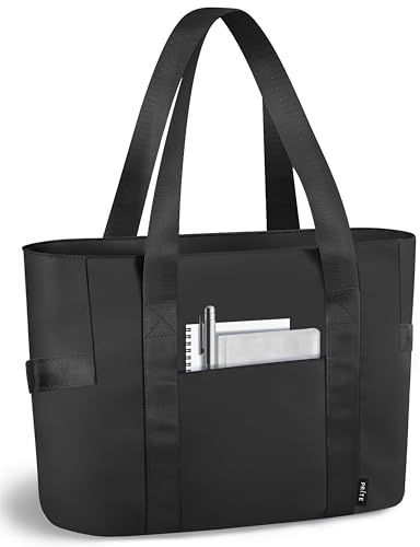 Prite Tote Bag for Women Weekender Bag with Laptop Compartment for Work Nurse School Travel Gym (Black)