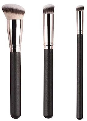 WeddHuis 3 Piezas Cepillo de base y corrector tapa plana Kabuki cara sintética profesional líquido mezcla mineral polvo herramientas de maquillaje