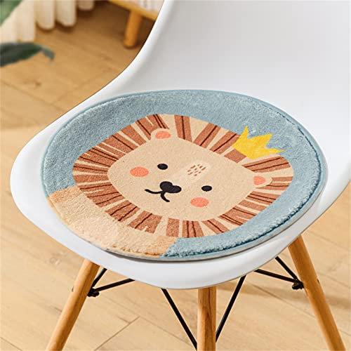 Herfair 2er-Set Sitzkissen Kinder, Runde Stuhlkissen Kinder Schule, Sitzkissen 30x30 cm Stuhl Sitzpolster Bodenkissen Kinder Weich Sitzauflage Cartoon Tier Bodenkissen Kinder (Löwe)