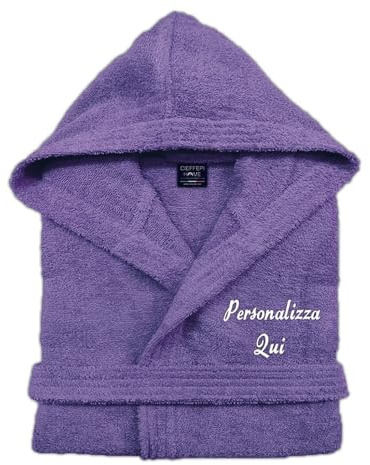 Cieffepi Home Collections Solo Mio Basic Peignoir personnalisé avec capuche en éponge douce hydrophile pur coton, lilas, XL