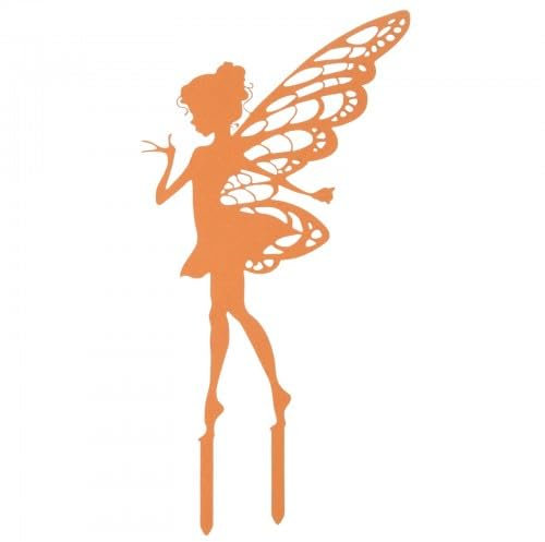 Ehuihuan Décoration de jardin elfes : figurines de jardin elfes assis, métal, aspect rouille, 25 x 13 cm, partie supérieure à crochets, marron