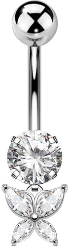 OUFER Body Piercing Barre Piercing Corporale e Ombelico 14G Farfalla e Anelli 10mm