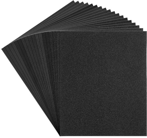 Carehabi Set di carta vetrata 60 80 120 150 180 240 320 400 600 carta abrasiva bagnata e asciutta per auto, mobili in legno, metallo, pietra, vernice, vetro, 23 x 28 cm (18 pezzi)