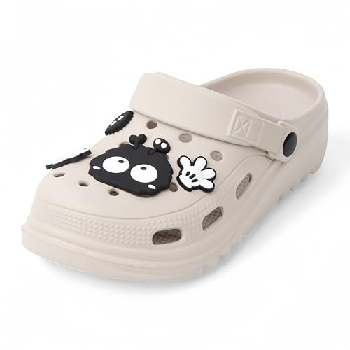 CHILLIFE Zuecos de Plataforma de Mujer con Charms Removibles, Chanclas de Playa, Piscina y Jardín, Verano – Fabricado en Portugal (Beige, Sistema Tallas Calzado EU, Adulto, Números, Mediano, 39)