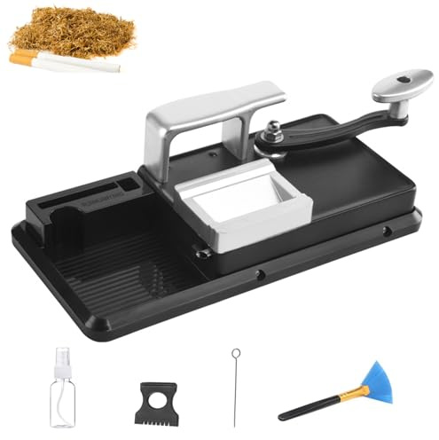 Zigarettenstopfmaschine Stopfmaschine für Zigaretten 8mm Knopf Zigarettenstopfer Manuell drehmaschine zigaretten mit Zubehör Aufbewahrungsbox für einfache und konsistente Zigarettenherstellung