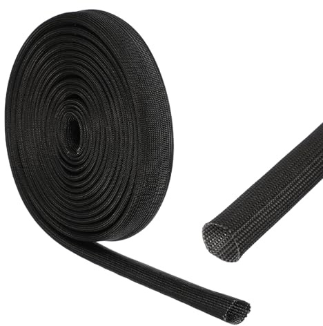 QUARKZMAN 5 m långt kabelskydd tygslang 18 mm ID, alkalifri glasfiberslang isolering kabelskyddsslang, flexibel kabelslang svart värmeskyddsslang för kabeltråd