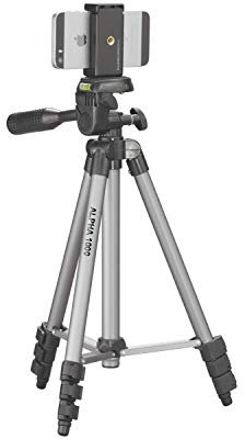 CULLMANN - 52102 - Trípode movil Alpha 1000 con Soporte para Smartphone (Altura de la extensión 106 cm, con Cabeza de 3 vías, Carga máxima 1 kg, Tamano del paqeute 37cm, Peso 480 g), Plata