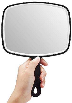 OMIRO Hand Mirror, Black Hand Mirror with Handle-Medium