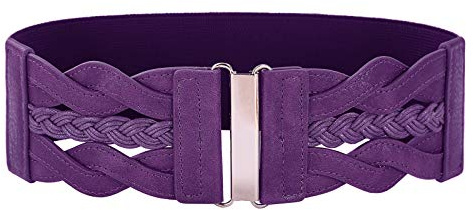 GRACE KARIN Women's Elastic Vintage Belt Stretchy Retro Wide Waist Cinch Belt(Purple,XL)