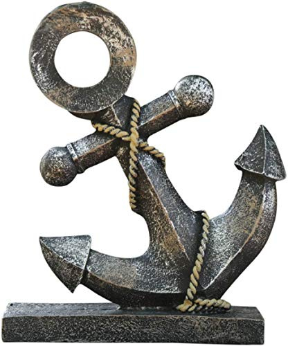 H&W Figurine d'ancre,Statue en résine 8.5 H,Modèle d'Ancre de Bateau Sculpture pour Homme,Statue d'art Ornements pour Maison Bureau Table Bureau(Jaune)