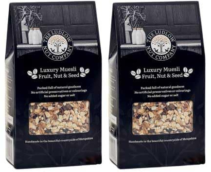 Muesli - Fruit, Nut & Seed by Ludlow Nut - Contains Jumbo Oats, Wholegrain Cereals, Almonds, Cashew Nuts, Brazil Nuts, Seeds - Healthy Breakfast Cereal (2 x 500g)