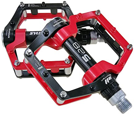 FrontStep - Pedali antiscivolo per bicicletta BMX/MTB/mountain bike con assi in acciaio Cr-Mo (rosso), 102 x 90 x 27 mm