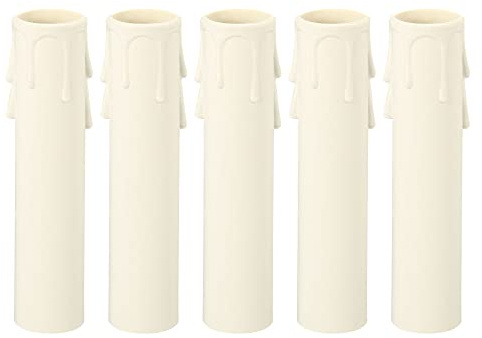 PATIKIL 22x105mm Velas Zócalos Cubiertas, 5 Paquete Plástico Manguitos Candelabros Base Accesorios para E12 /E14 Candelabro, Blanco
