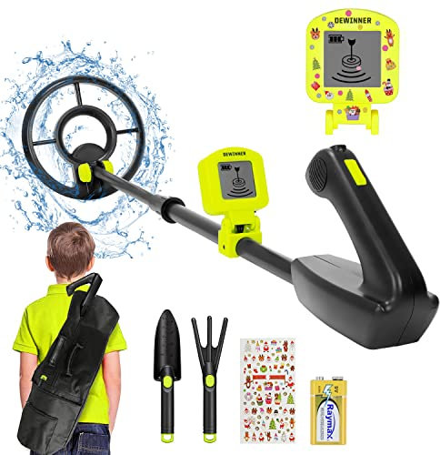 DEWINNER Detector de Metales Para Niños,9V Baterías Alcalinas,Con Pantalla LCD,Detector de Metales para Ajustable de Alta Sensibilidad,Bobina de Búsqueda a Prueba de Agua,Adecuado Para Niños y Adultos
