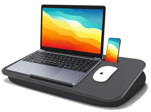 Knäskrivbord, knäskrivbord med kudde, passar upp till 17 tums bärbar dator, kudddesignad, bärbart laptopstativ med bricka, dyna och telefonhållare, hemmakontor för säng/soffa/bil/läsning/skriva,