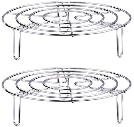 GERUI 2 griglie per cottura a vapore, in acciaio inox, per cottura a vapore, griglia rotonda per cottura a vapore, inserto per cottura a vapore (19,5 cm x 5,5 cm)