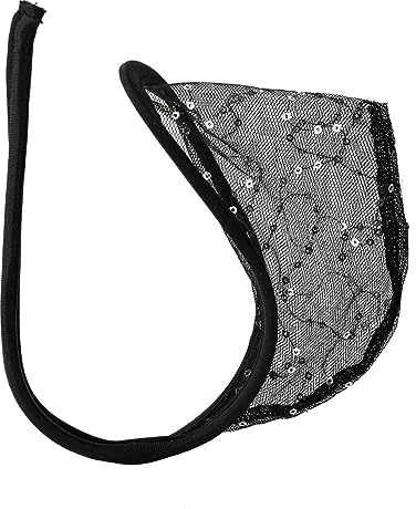 Lace C Trousers String Thong Men Ultra-thin Bikini Thong Man Sexy U Convex Underwear Gay Pouch Underwear Tanga Slip G-strings (Sequin Black)
