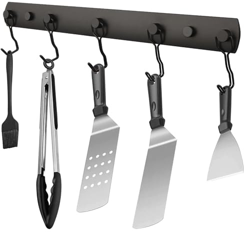 UNUSFIRE Smoker Grill Hooks,Magnetic Mount 5 Hooks for Hanging BBQ Utensils,Non-Slip Heavy Duty Magnetic Holder for Traeger Pellet Pit Boss Blackstone Grill Smoker