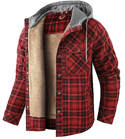 KONG JIMFAN Softshelljacke Herren Wasserdicht Backprint Hoodie Winter Ski Men's Jackets Pailletten Jacke Mens Jacket Leichte Jacke Herren Men's Winter Jacket Vintage Winterjacke(Red,XL)