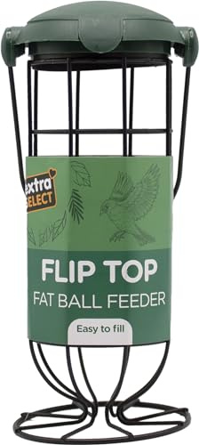 Extra Select Comedero de Bolas de Grasa con Tapa abatible, comedero Colgante para pájaros para Bolas de sebo de Red/sin Red, fácil de Rellenar, Invierno