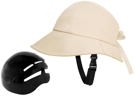 Badiman Casco de Bicicleta con Forma de Casco, Sombrero de Pesca, Sombrero para El Sol, Gorra Tipo Casco para Ciclismo de Mujer, Uso Diario, Beige