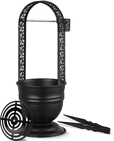 Hookah Charcoal Basket 13.7 with Coal Tongs 7'' Metal Tweezers-Portable Carbon Container Bucket with Metal Charcoal Holder for Shisha Accessories