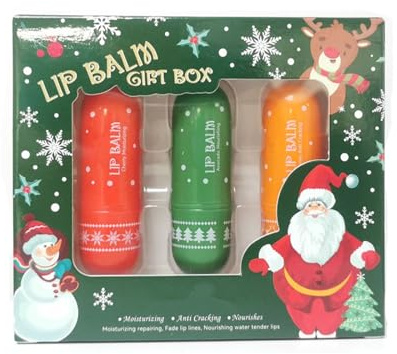 Set Bálsamo Labial Navideño, Balsamo Labiald, Bálsamos Labiales, Hidratante Labial, Protector Labiales, Hydrating Lip Balm Set, Cuidado Hidratante de Labios, Christmas Winter Lip Balm Set, 3 Piezas