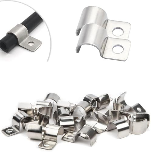 FENGCHUANG P-Clip Pour Les Câbles, 25 Pièces Collier de Fixation Inox, Patte de Fixation Latérale, Clips Ccable Pour La Fixation De Câbles et Fils Ø 17 mm