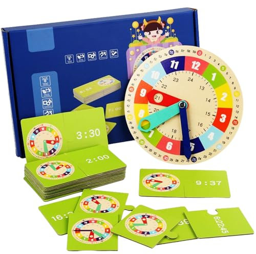 Occtingkind Lernuhr für Kinder, Lernbrettuhr aus Holz, Lernspielzeug für Kinder, Lernuhr, Lernspielzeug für frühes Lernen, frühe Kindheit