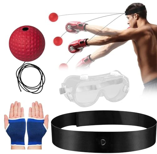 Set di palla riflessa per boxe, palla riflessa interattiva, velocità interattiva, con fascia elastica, attrezzatura di reazione boxe, miglioramento del fitness