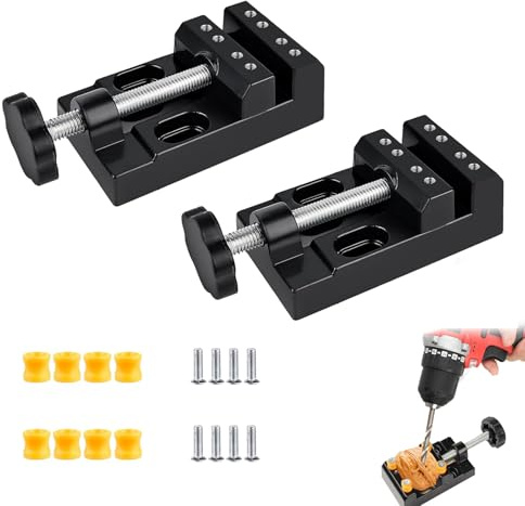 2 Stück Mini Schraubstock,Flat Mini Tischschraubstock, Nussbaum Nuss Clip Schmuck Zange, Universal Klein Bohrmaschine Bank Schraubstock Clamp für Hobby Craft