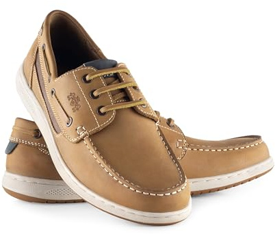 Catesby Men's Harvard Lace Up Leather Boat Shoes Tan