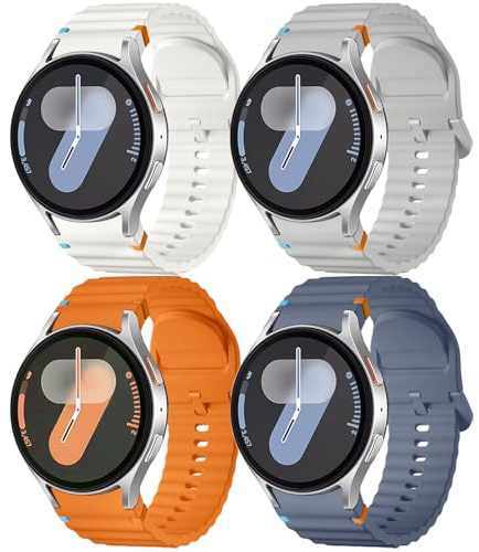Mastten 4-pack sportremmar kompatibla med Samsung Galaxy Watch 7-rem – mjukt silikonband för Galaxy Watch 6 5 4 rem 40 mm 44 mm – inget mellanrum vågigt klockarmband för 6 klassiska/4 klassiska/5 Pro