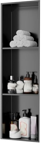 Stainless Steel Bathroom Storage nizer for Toiletries & Cosmetics - Complete Shelves, TV Cabinet Dividers, Black, Space-Saving Design, Size: 28 x 90 cm