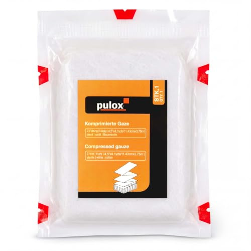 Pulox komprimerad gasväv – steril kompressbandage för akuta förband 11,43 cm x 3,75 m