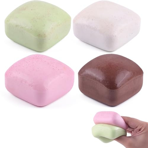 Anboor 4 stycken långsamt stigande skum squishy för barn, Hawaiian smör mochi, stresspipleksak, söt gigantisk pipande leksak