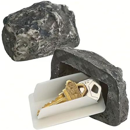Fake Rock Hide a Key Outside, Realistic Rock Key Hider Outdoor, Discreet Hidden Key Holder for Outside, Durable Weatherproof Fake Rock for Key Storage, for Outside Yard Garden Statues Ornament