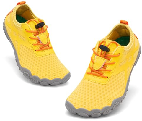 SAGUARO Escarpines Barefoot para Niños, Zapatos de Agua Antideslizantes de Secado Rápido para Playa Piscina Río, Zapatillas Minimalistas Acuáticos con Puntera Ancha para Niña y Niño Amarillo, Gr.30