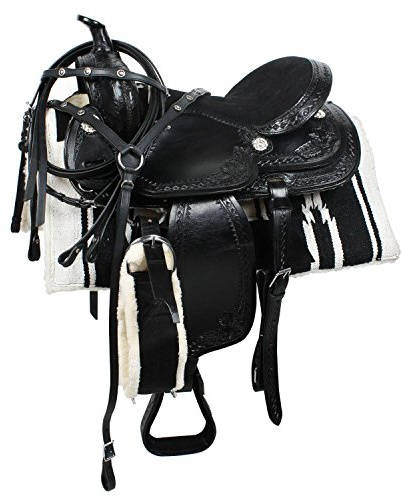 Silver Star - Western Amigo - Selle complète, Noir , 16” = 40 cm