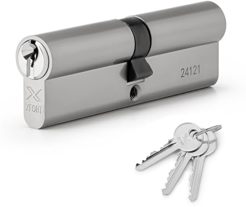 XFORT Serratura a Cilindro per Porta Europea con 3 Chiavi, Antitrapano e Antifurto con Chiave per Garantire un'Elevata Sicurezza per Porte, Doppia Finitura, Cilindro Europeo 30/30 (60mm)
