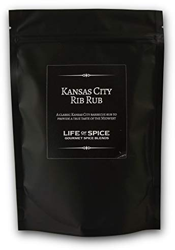 Life of Spice Kansas City Rib Rub | Superb American BBQ Rub for Meat, Fish and Veg | Large Pack (175g) with Recipe Card | Paprika, Garlic, Mustard and Ancho | Great Barbecue Rub for Pulled Pork & Ribs