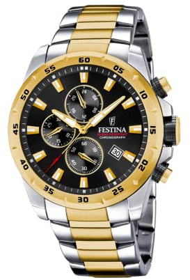 Festina Orologio Uomo Analogico in Acciaio Inossidabile 316L - Movimento al Quarzo - Cronografo - Calendario - Vetro Minerale ad Alta Resistenza - Impermeabile 10 ATM F20562/4 Chrono Sport