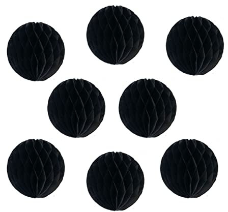8pcs 10 inch Black Honeycomb Balls Tissue Paper Honeycomb Balls
