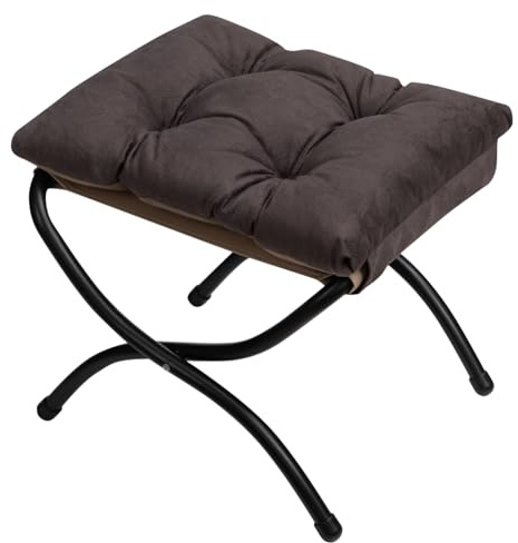 HollyHOME 15(H) Folding Footrest Stool, Upholstered Small Foldable Ottoman, Accent Padded Sofa Foot Stool for Lazy Chair, Metal Frame Portable Foot Rest Ottoman for Living Room, Bedroom, Coffee