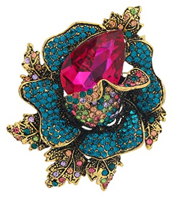 Crystal Flower Brooch Vintage Crystal Corsage Luxury Gemstone and Diamond Brooch Ladies Wedding Banquet Elegant Accessories Anniversary Jewelry Gifts for Women
