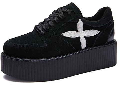 RoseG Chaussures creepers plates à lacets en daim pour femme, blanc fleur, 39 EU