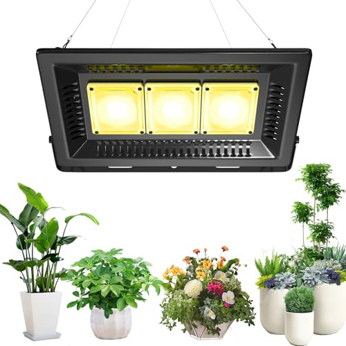 Profey Grow Light, P600 LED Luz De Crecimiento De Espectro Completo, IP67 LáMpara De Plantas COB Resistentes Al Agua, para Cultivo Interior Todo El AñO, HidroponíA -Amarillo Claro