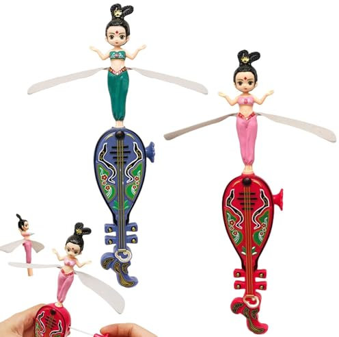 Poupées Volantes Danseuses,Fairy Flyer | 2 Pièces Jouet Fée Spinner Jouet Soucoupe Volante | Jouets à Cordes Volantes, Jouet à Cordes à Tirer pour garçons, Filles, intérieur et extérieur