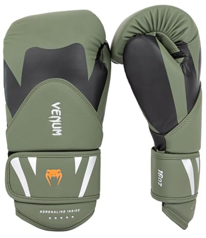 Venum Challenger 4.0 Guanti da Boxe, Khaki-nero - 12 Oz