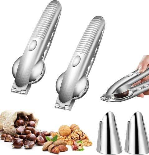 Abridor Castañas, Cortador de Castañas de Acero Inoxidable, Pinzas de Castañas Multifuncional, Alicates Castañas, Chestnut Cutter Opener (2 Pack)